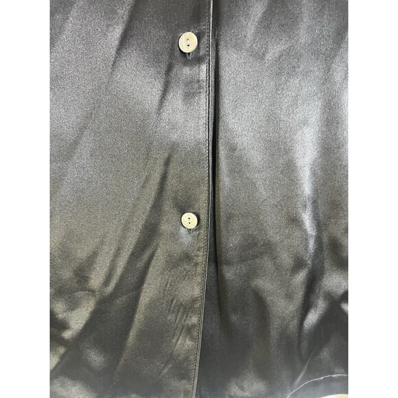 Nordstrom Lingerie Women"s XS Black Vintage Pure Silk Pajama Button Down Shirt - Picture 3 of 6